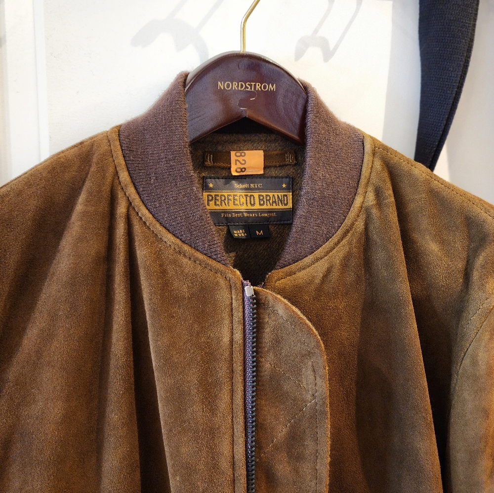 Scott Perfecto Suede Bomber Jacket Size M
